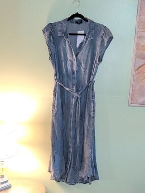 NWT Chambray Denim Shirt Dress with Self-Tie Waist Medium
